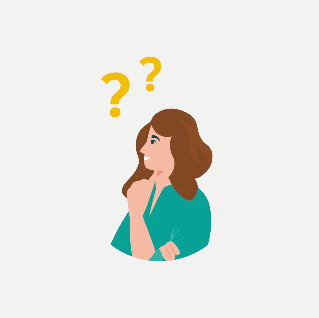 Illustratie van vrouw met vraagtekens