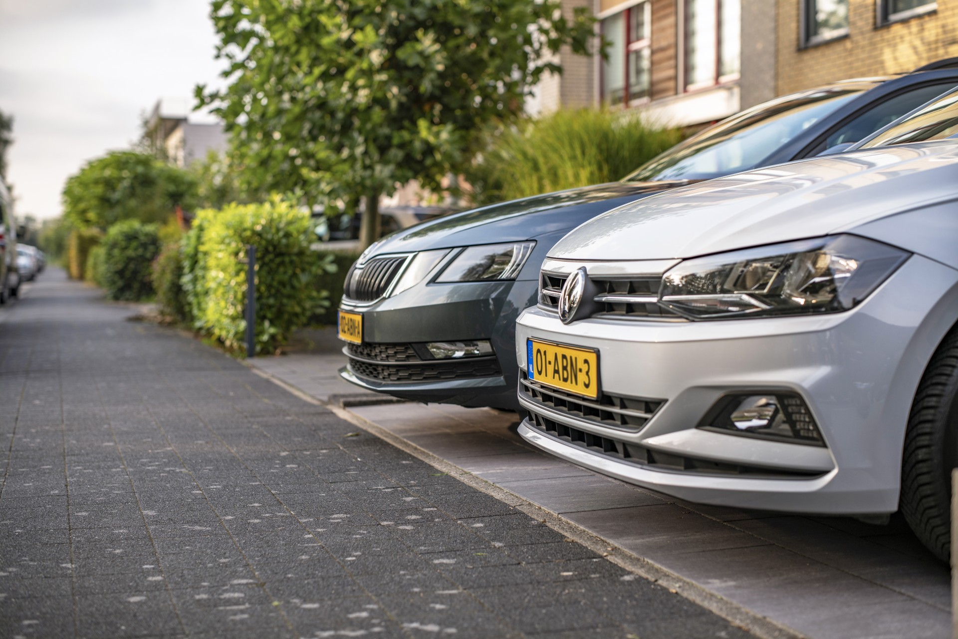 Twee geparkeerde auto's