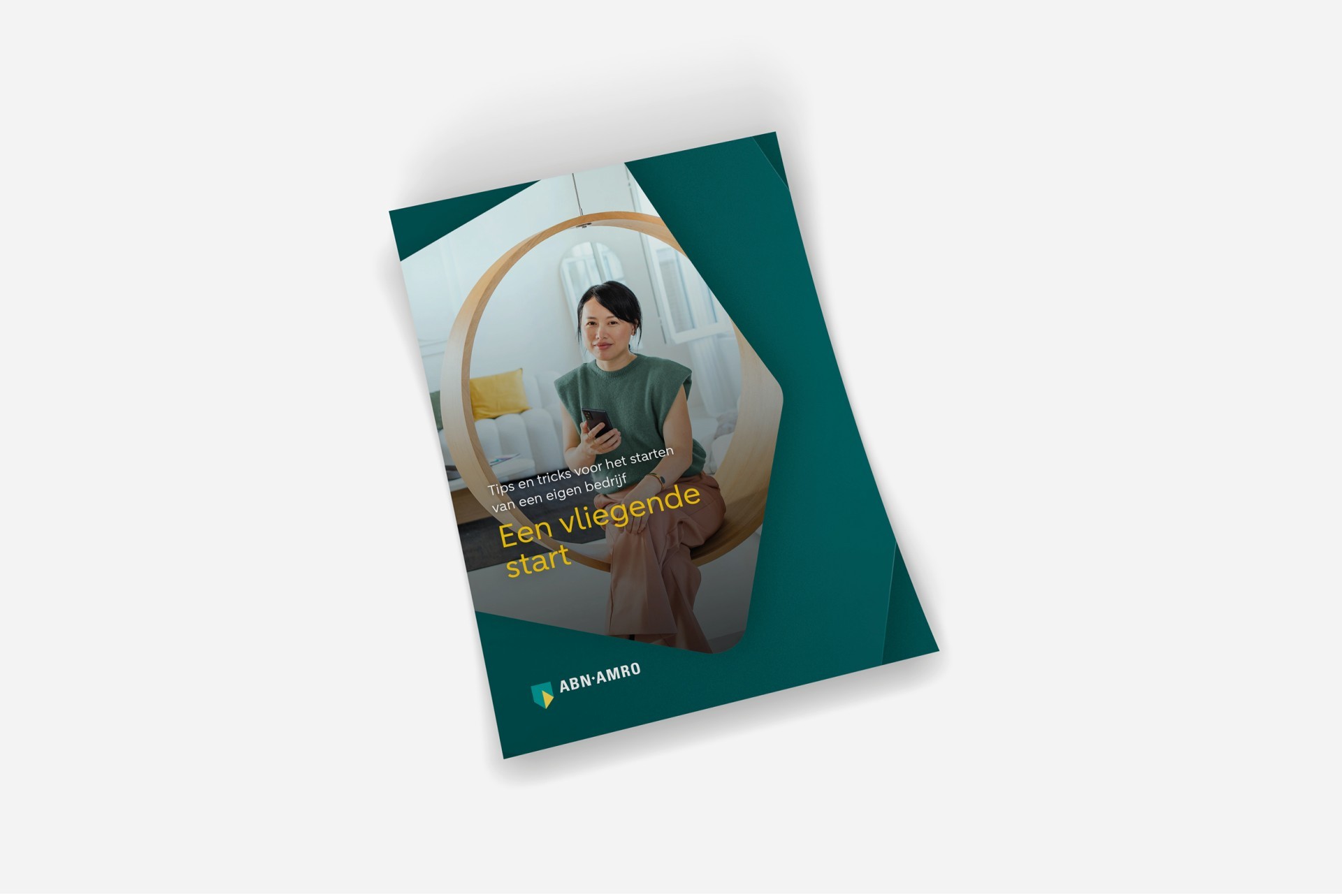 Voorkant van het e-book van ABN AMRO. 'Een vliegende start': tips en tricks voor het starten van een eigen bedrijf.